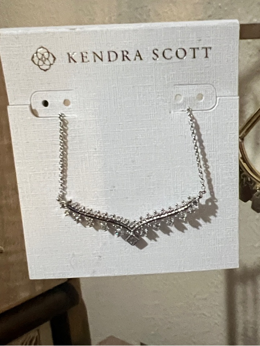 Kendra Scott Silver Crystal V-Accent Necklace